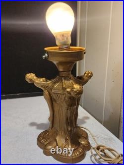 Art Deco 3 FLAPPER LADIES Cast Spelter Metal Lamp NO SHADE