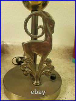 Art Deco Antelope Table Torchiere Lamp
