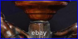Art Deco Antique Brass Figural Table Lamp With Crackle Glass Globe Refurbished