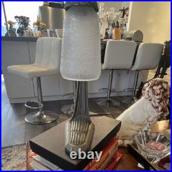 Art Deco Antique Bronze Metal Table Lamp with White Frosted Glass Shade, Corded