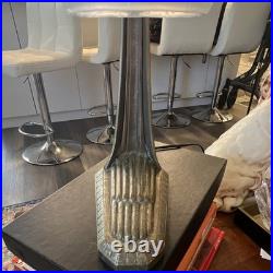 Art Deco Antique Bronze Metal Table Lamp with White Frosted Glass Shade, Corded