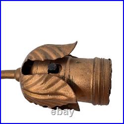 Art Deco Antique Gold Dancer Figural Woman Nymph Table Lamp Leaf Accent 10 Tall