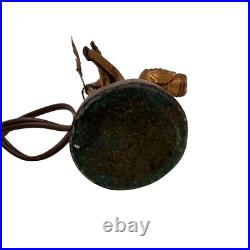 Art Deco Antique Gold Dancer Figural Woman Nymph Table Lamp Leaf Accent 10 Tall