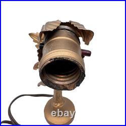 Art Deco Antique Gold Dancer Figural Woman Nymph Table Lamp Leaf Accent 10 Tall