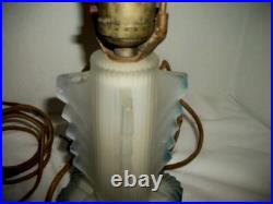 Art Deco Architectural Boudoir Lamps Winged Satin Reverse Glass 1920s Cloth Cord