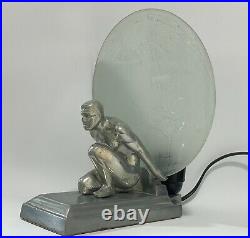 Art Deco Atlas Lamp Frankart Sarsaparilla with Earth Glass Shade USA Made