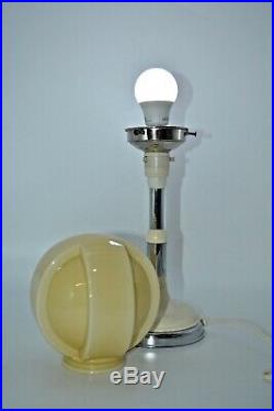 Art Deco Aust 1930's Bakelite & Chrome Electric Working Lamp Uranium Glass Shade