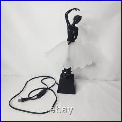 Art Deco Ballerina Statue Desk Lamp with Glass Skirt Shade 16 Tall