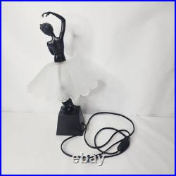 Art Deco Ballerina Statue Desk Lamp with Glass Skirt Shade 16 Tall