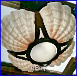 Art Deco Beanco 4 Panel Ceiling Light with Clam Shells