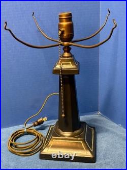 Art Deco Black Lamp Base 12 Shade Holder Working Hubbell Acorn Pull Socket #32