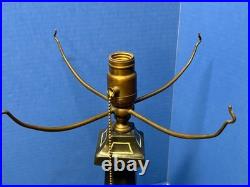 Art Deco Black Lamp Base 12 Shade Holder Working Hubbell Acorn Pull Socket #32