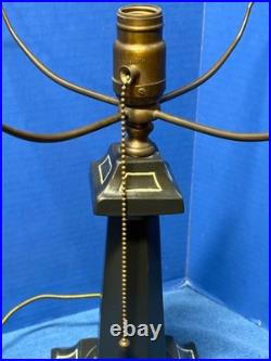 Art Deco Black Lamp Base 12 Shade Holder Working Hubbell Acorn Pull Socket #32