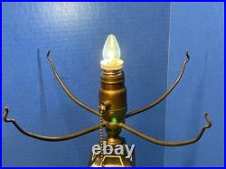 Art Deco Black Lamp Base 12 Shade Holder Working Hubbell Acorn Pull Socket #32