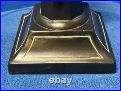 Art Deco Black Lamp Base 12 Shade Holder Working Hubbell Acorn Pull Socket #32