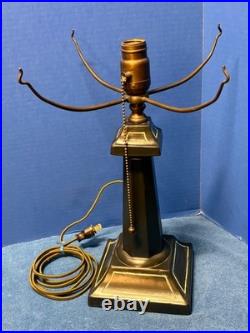 Art Deco Black Lamp Base 12 Shade Holder Working Hubbell Acorn Pull Socket #32