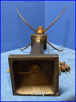 Art Deco Black Lamp Base 12 Shade Holder Working Hubbell Acorn Pull Socket #32