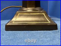 Art Deco Black Lamp Base 12 Shade Holder Working Hubbell Acorn Pull Socket #32