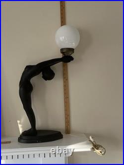 Art Deco Black Nude Lady Table Lamp Max Le Verrier Reproduction