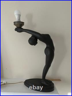 Art Deco Black Nude Lady Table Lamp Max Le Verrier Reproduction