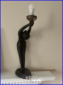 Art Deco Black Nude Lady Table Lamp Max Le Verrier Reproduction