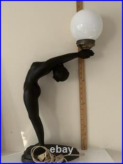 Art Deco Black Nude Lady Table Lamp Max Le Verrier Reproduction