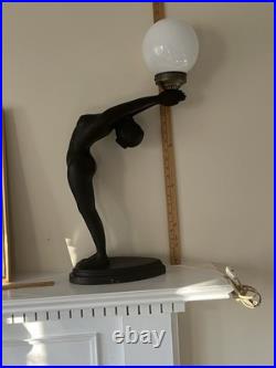Art Deco Black Nude Lady Table Lamp Max Le Verrier Reproduction