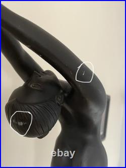 Art Deco Black Nude Lady Table Lamp Max Le Verrier Reproduction