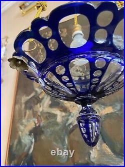 Art Deco Blue crystal Lamp Pendant Lamp France Antique / Vintage