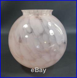 Art Deco Bohemian Czech Cased Pink Glass Lamp Shade Globe Marbled 6