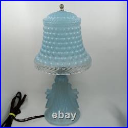 Art Deco Boudoir Lamp Frosted Blue Glass Hobnail 1920s