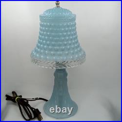 Art Deco Boudoir Lamp Frosted Blue Glass Hobnail 1920s Art Deco Boudoir Lamp Frosted Blue Glass Hobnail 1920s