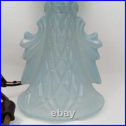 Art Deco Boudoir Lamp Frosted Blue Glass Hobnail 1920s