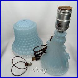 Art Deco Boudoir Lamp Frosted Blue Glass Hobnail 1920s