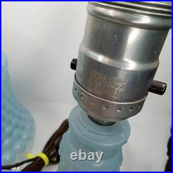 Art Deco Boudoir Lamp Frosted Blue Glass Hobnail 1920s