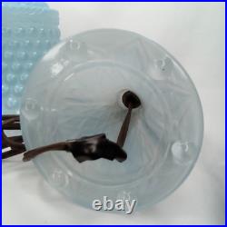 Art Deco Boudoir Lamp Frosted Blue Glass Hobnail 1920s
