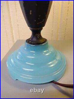 Art Deco Boudoir Lamp Reworked WithA Brass Lamp Painted Black With Bouquet/Flowers