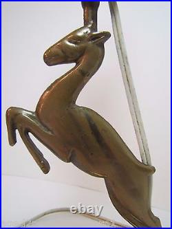 Art Deco Brass Deer Antelope Gazelle Figural Decorative Arts Lamp Light