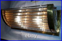 Art Deco Brass Glass Rod Wall Sconce Vintage Ship Passageway Vanity Light Lamp