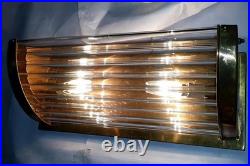 Art Deco Brass Glass Rod Wall Sconce Vintage Ship Passageway Vanity Light Lamp
