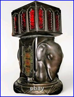 Art Deco Brass Seated Elephant Mood Lamp Vintage 1930s