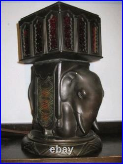 Art Deco Brass Seated Elephant Mood Lamp Vintage 1930s
