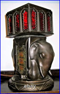 Art Deco Brass Seated Elephant Mood Lamp Vintage Germany 1930s