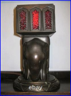 Art Deco Brass Seated Elephant Mood Lamp Vintage Germany 1930s