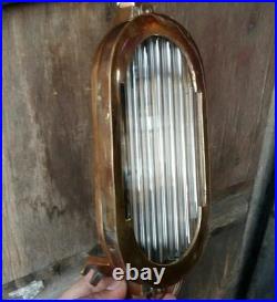 Art Deco Brass Wall Light Oval Fluted Glass Luxury Sconce Lamp
