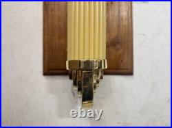 Art Deco Brass Yellow Glass Rod Wall Sconce, Vintage Decorative Wall Light
