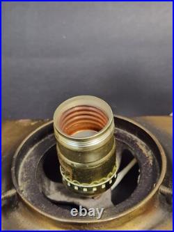 Art Deco Bronze 2 Nudes Table Lamp with Pink Globe