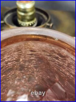 Art Deco Bronze 2 Nudes Table Lamp with Pink Globe