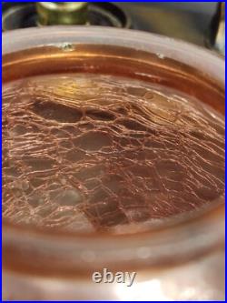 Art Deco Bronze 2 Nudes Table Lamp with Pink Globe