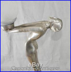 Art Deco Bronze Biba Figurine Lamp Light Statue